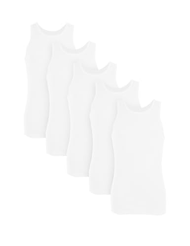 Basic Treasure 5er Pack Unterhemd Herren 100% Baumwolle Weiß 3XL, Tank Top, Herren Unterhemden, Hochwertige Ärmellos Unterziehshirt