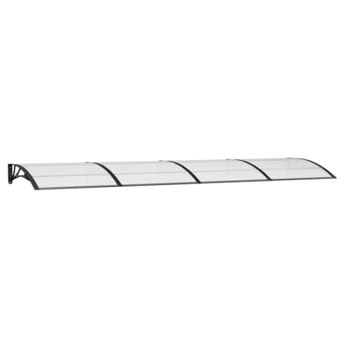 vidaXL Türvordach, Vordach für Haustür 400x100cm, Haustür Überdachung Haustürvordach, Pultvordach Haustürdach Pultbogenvordach, Schwarz Polycarbonat