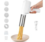 Electric Pasta Machine, Automatic Handheld Noodle Maker, 2000 mAh Multifunctional Pasta Machine with 5 Press Moulds