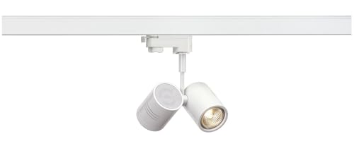 SLV BIMA | LED Strahler 3-Phasen, Dreh- und schwenkbarer Schienen-Strahler, Deckenleuchte, Schienensystem, Innenbeleuchtung | Zweiflammig, 2xGU10, weiß matt, inkl. 3Phasen-Adapter