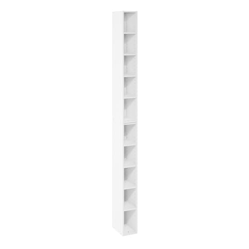 Furinno Fulda 10-stöckiges platzsparendes Aufbewahrungsregal-Bücherregal, 15 cm Breite, Weiß