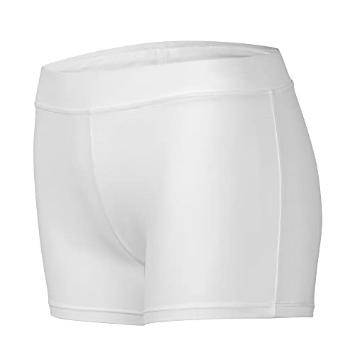 Dtone Mädchen Kurz Hose für Tanz Gymnastik Turnanzug Turn Shorts Glitzer glänzend Fitness Hotpants Elasthan-Weiß 140 (9-10 Jahre)