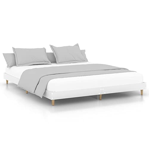 SXJEQOC Gaming Bett Bettgestell Double Bed Daybed - Bettgestell Weiß 140x200 cm Holzwerkstoff für Schlafzimmer Gastzimmer Wohnzimmer Jugendzimmer
