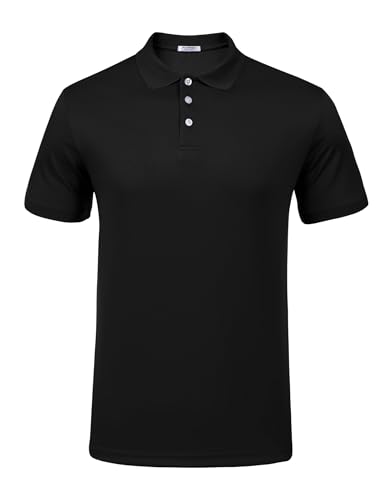 PINSPARK Herren 5er Pack Polohemd Slim Fit Kurzarm Männer Polohemd Bequemes Golf Polo Frühling Atmungsaktive Gym Jogging Golf Trainingsshirt Schwarz XL