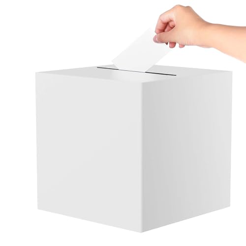 AHQiZFX Geschenkbox,Hochzeit Geschenkbox,Geschenkkartenbox Weiß,Hochzeit Kartenbox mit Schlitz,22X22cm Hochzeitsbox,Hochzeit Kartenbox Weiß,Glückwunschkartenbox,Geldbox,für Hochzeitsempfänge Partydeko