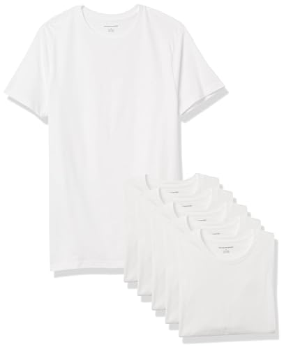Amazon Essentials Herren Rundhals-T-Shirts Aus Baumwolle, Vielseitige Soft Basics, 6er-Pack, Weiß, M