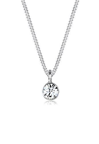 Elli Halskette Damen Basic Solitär mit Kristall in 925 Sterling Silber