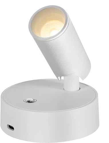 Cefrank LED Spotlichter Dimmbare kabellose LED-Akku-Scheinwerfer, 2000mAh, Laufzeit, Schwenkbar 320°, Aluminium Mini LED Spot Lampe, 4000K Weiß