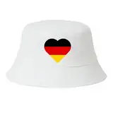 Deutschland Hut EM Fußball 2024 Herren Damen Anglerhut Fischerhut Bucket Hat Europameisterschaft Germany Fanartikel DE Public Viewing EM Deko Kappe Mütze Männer Frauen Fussball weiß Herz