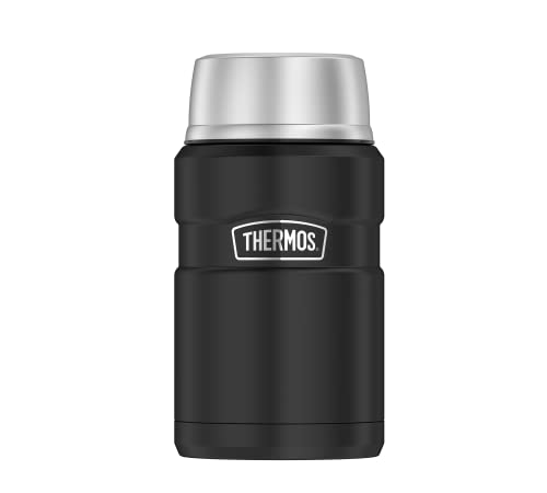 Thermos STAINLESS KING Thermobehälter für Essen schwarz matt 0,70l - Edelstahl, absolut dicht, hält Speisen 14h heiß & 24h kalt, BPA-frei