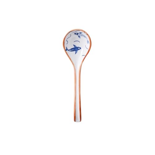CYKD-777 Küche Chinesischer Keramiklöffel, Haushaltssuppenlöffel, Langer Griff, Porzellanlöffel, japanischer Kleiner Suppenlöffel, Nudellöffel, 2 Stück Dessertlöffel(A)