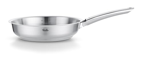 Fissler Pure Collection / Edelstahl-Pfanne (Ø 24 cm) unbeschichtete Stielpfanne, Innenskalierung, 10 Jahre Garantie – Induktion, Silber