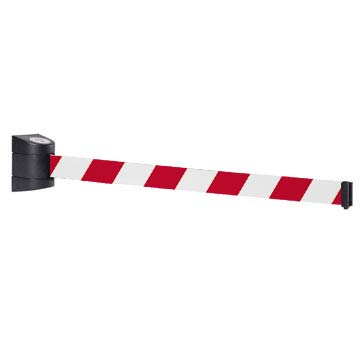 Flexibarrier 10m einziehbare Gürtelbarriere mit ABS-Kunststoff-Wandgehäuse, Verriegelungsfunktion versenkbare Sicherheits-Wandschlangenbarriere für Menschenmengenkontrolle (Rot/Weiß)