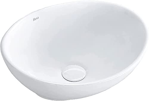 VBChome Mini Waschbecken Keramik Weiß 34x27x13 cm Oval Aufsatzwaschbecken Waschtisch Waschschale für Gäste-WC Handwaschbecken Modern Wasserfall-Design Aufsatzbecken Platzsparend