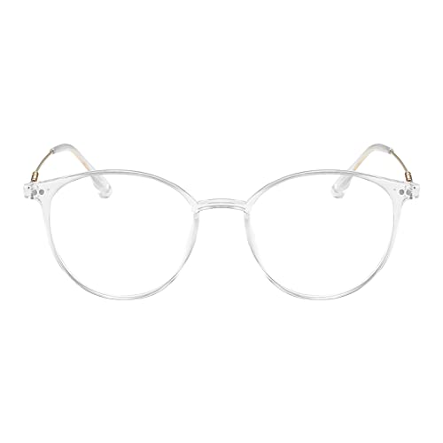 KAEOISFU Superleicht Oval Transparentem Rahmen Lesebrille 1,5 Damen Herren, Runden Blaulichtfilter Computerbrille Lesebrillen, Retro-Runde Computer Lesebrillen mit Sehstärke