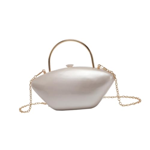 JISADER Abend-Clutch aus Acryl, vielseitige, tragbare Umhängetasche für die Einkaufsstraße, Muschel Weiß