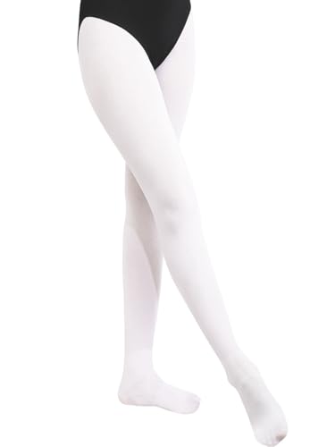BALAYSIER Ballettstrumpfhose Mädchen und Damen 90D Weiche ballett strumpfhose Hochelastische tanzstrumpfhose für Tanz und Performance 1-2 Paar(Weiß,S)