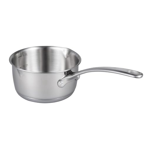 IMEEA Butterschmelztopf Butterwärmer 18/10 Edelstahltopf mit zwei Ausgießern, 500ml(Silber)
