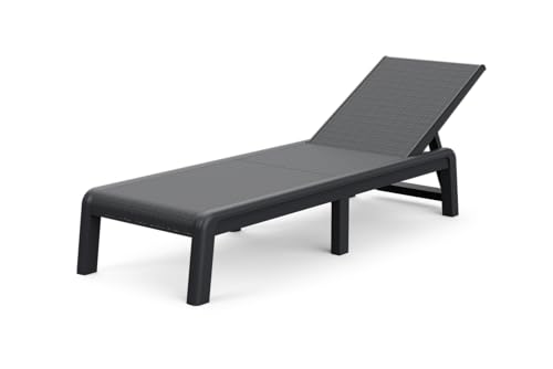 Keter Palma Sonnenliege für den Garten mit 4-Fach Verstellbarer Rücklehne, klappbare Gartenliege, grau, 187 x 58 x 29 cm, pflegeleicht, wetterfest und uv-beständig