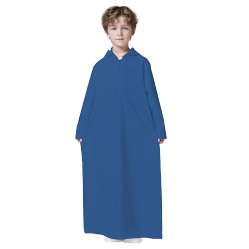 Kinder Jungen Muslimische Arabische Islamische Kleidung - Gebetskleidung Dubai Langarm Lose Lang Robe Einfarbig Tobe Kaftan Dubai Stil Muslimische Kleider für Jungen Robe Bescherung Ramadan Outfit