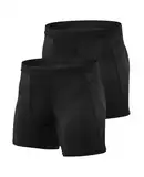 Niksa 2er Pack Herren Sport Boxershorts Funktionsunterwäsche Radlerhose kompressionsshorts Unterwäsche Radhosen Für Männer, Schwarz, L