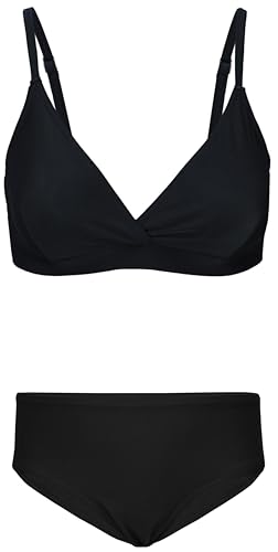 Aquarti Mädchen Bikini Set Bustier Bikinislip Zweiteiliger Badeanzug, Farbe: 039 Schwarz, Größe: 164