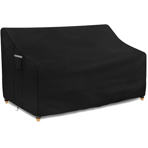 Dokon 3 Sitzer Gartenbank Schutzhülle Wasserdicht Winterfest 420D Oxford Gewebe Winddicht Anti-UV Abdeckung für Gartenbank, Gartensofa Abdeckung mit Belüftungsöffnungen - 163x66x63/89cm