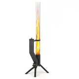 GARDENFLARE Feuerrohr – Edelstahl Feuersäule und Pelletfackel für Tolles Ambiente-Feuer – Elegante Terrassenheizer und Gartenkamin Alternative für deine Terrasse und Garten (Schwarz Pulverbeschichtet)