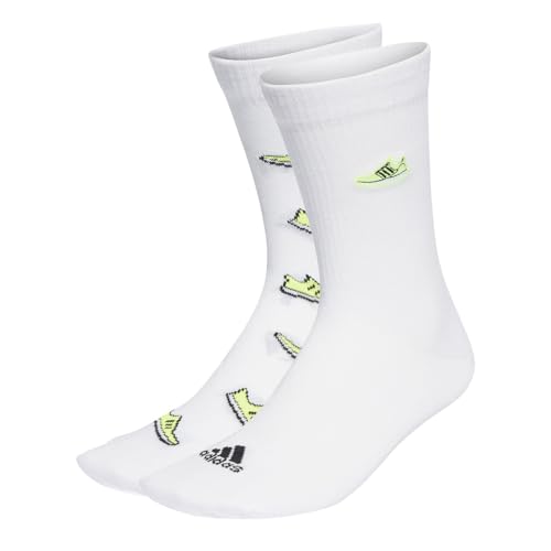 Adidas, Run X Ultraboost Shoe Love Graphic, Socken (2 Paare), Weiß/Klarer Zitrone/Schwarz, M, Unisex-Adult