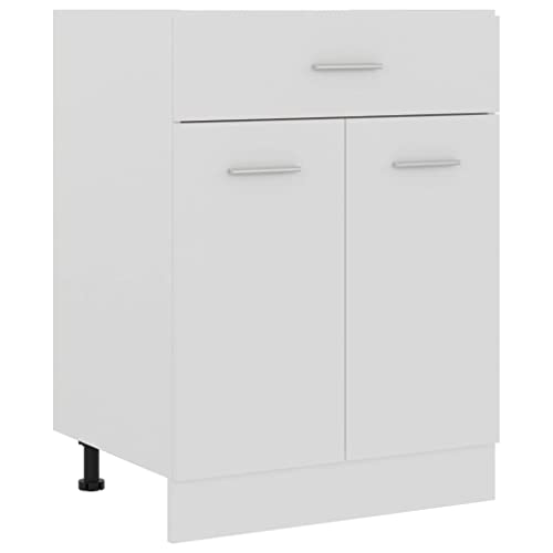 vidaXL Schubunterschrank mit 2 Regalböden 1 Schublade Schrank Küchenzeile Küchenmöbel Unterschrank Küchenschrank Weiß 60x46x81,5cm Holzwerkstoff