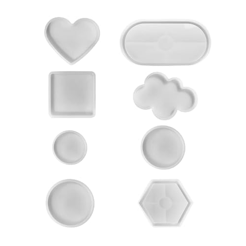 YFaith Epoxidharz Formen Silikon, 8 Stück, Silikonform für Harz, 6 Formen, Tablett, Epoxidharz, Form für Gipsplatte, zur Herstellung von Glasuntersetzern, Tabletts, Dekorationen