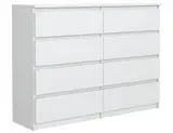 MebLocker Kommode mit 8 Schubladen 120 cm Ideal für Wohnzimmer, Schlafzimmer, Kinderzimmer, Jugendzimmer und Büro Moderne Elegante Lösung für stilvolle Aufbewahrung (Weiß)