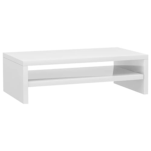 QJBSAVVA Computertisch Tv Bank HiFi Rack Kleiner Schrank - Monitorständer Hochglanz-Weiß 42x24x13 cm Holzwerkstoff für Wohnräume Büro Gästezimmer Versammlungsraum
