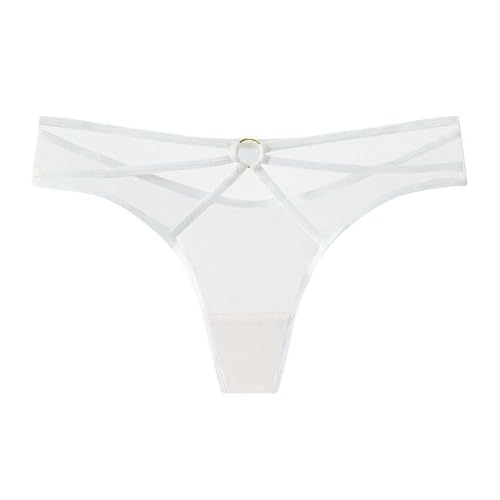 Beheizbare Unterwäsche Herren Fernbedienung Sexy Tanga Baumwolle Unterer Schritt Sexy Dünner Gürtel Ring Atmungsaktive Eisseide Nahtlose Unterwäsche Aufbewahrung Kleiderschrank Unterwäsche (White, L)