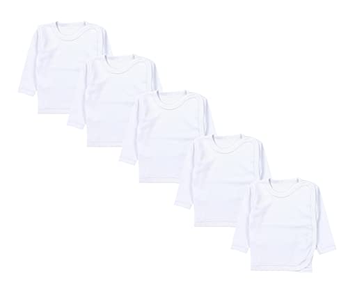 TupTam Unisex Baby Wickelshirt Langarm 5er Pack, Farbe: Weiß, Größe: 50