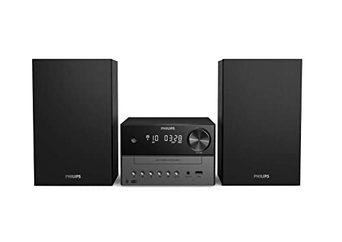 PHILIPS Mini Stereoanlage mit Bluetooth/HiFi-System, DAB+, UKW-Radio, USB, CD-Player, MP3, Bassreflex-Lautsprecher, Digitale Sound Kontrolle, 18 W Audio TAM3505/12