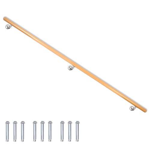 Buche Holz Handlauf Treppengeländer Geländer für Treppe Treppe Wandhandlauf Wand Treppe seitliche Montage Auswahl Länge 80-500 cm, Länge:200 cm