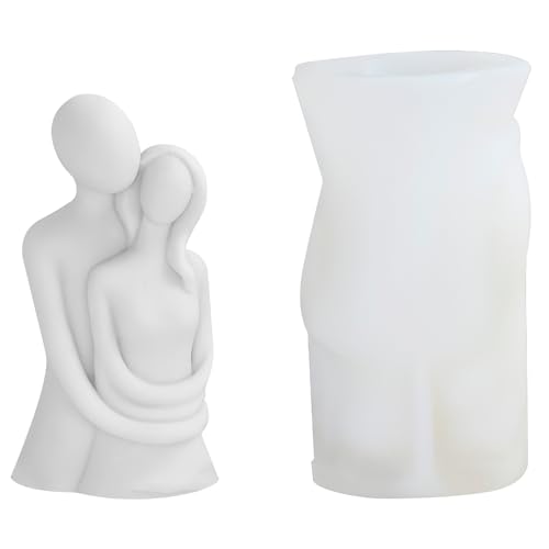GDJIAJT 3D Körper Kerzenform, Silikonform Kerzen Körper Paar Umarmen Kerzenformen Handgemachtes DIY Silikon Kerzenherstellung, für Handarbeit Ornamente Duftkerze Handgefertigte Seife (White Couples)