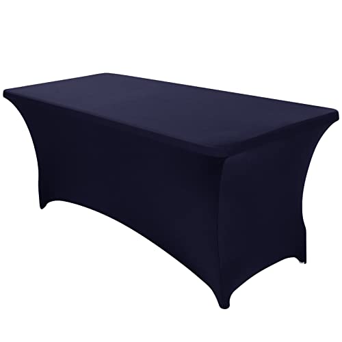 Separo Tischdecke, dehnbar, rechteckig, Spandex, für Outdoor, Party, DJ, Messen, Bankett, Lieferanten, Hochzeiten etc. 1PC 6FT navy