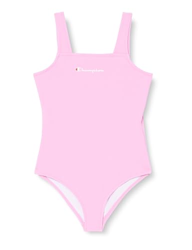 Champion Mädchen Legacy Icons Swimwear G-Matt Nylon Script Logo Badeanzug, Rosa Cyclamino, 11-12 Jahre