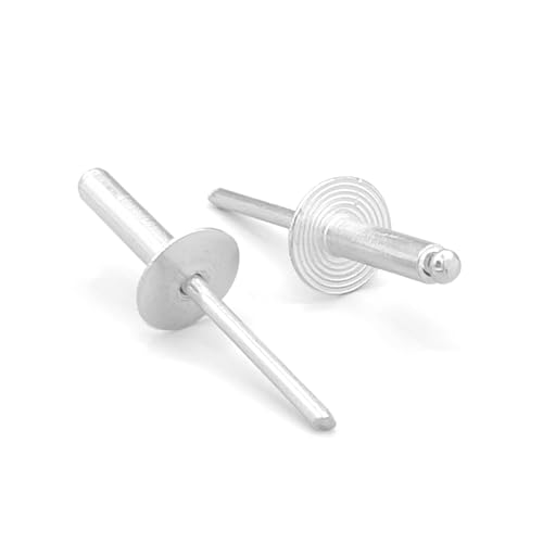 NOLDAR | Aluminium Blindnieten mit großkopf. Popnieten Größe 4,8 x 25 mm (14mm Kopf). Nieten Farbe SILBER (100 Stück)