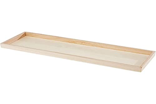 Rayher 62689000 Holz-Tablett zum Dekorieren, 45 x 13,5 cm, Randhöhe 2,3 cm, Bodenstärke ca. 2 - 3 mm, Holzschale rechteckig