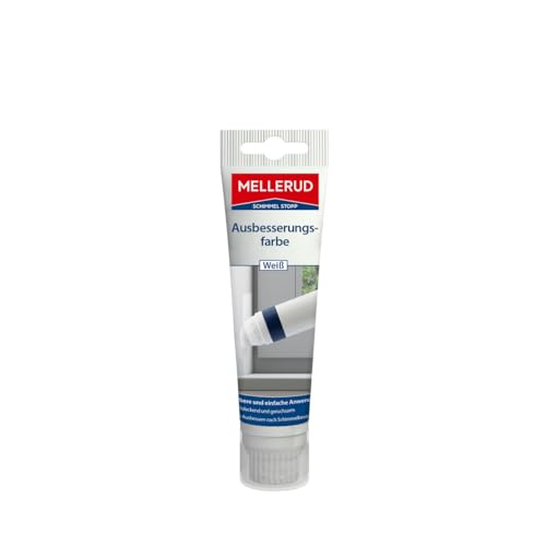 Mellerud Schimmel Stopp Ausbesserungsfarbe Weiß | 1 x 90 ml | Weiße Dispersionsfarbe mit starker Deckkraft für schnelles und bequemes Ausbessern von Stellen nach Schimmelbeseitigung.