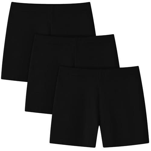 Adorel Mädchen Radlerhose Kurze Hose Shorts Sommer Baumwolle 3er-Pack Klassik Schwarz 146-152 (Etikettengröße 150)