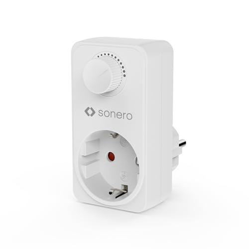 sonero Dimmer Steckdose, Steckdosendimmer Adapter mit Helligkeitsregler nur für dimmbare LED Lampen, Halogenlampen, Glühbrinen, weiß