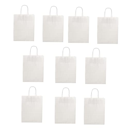 SOLUSTRE 10st Packsack Basteltaschen Braune Papiertüten Einkaufstüten Aus Papier Tragetasche Für Papierwaren Schmuck-geschenktüten Kleidung Einkaufen Getränke Kraftpapier Weiß Pflanze