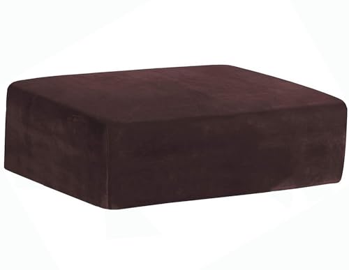 Miecoae Hockerbezug, Bezug Hocker Rechteckig，Fußbank Husse, Hocker Überzug Schwarz/Rot, Bezug für Ottomane, Ottomane Schonbezug(T-09,85-95x70-80cm)