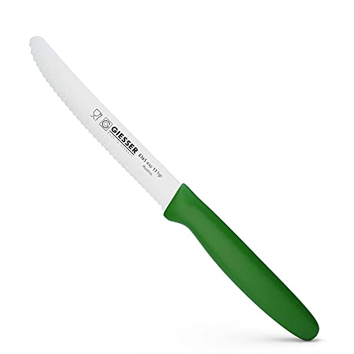 Giesser seit 1776 - Made in Germany - Tomatenmesser 11 cm Veggie, Universalmesser, grün, nachhaltiger Griff, rutschfest, kleines Küchenmesser rostfrei, scharfes Messer für gesunde Küche