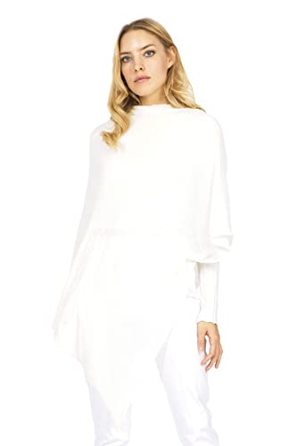 Marine Cashmere - Poncho aus Kaschmir-Mischgewebe für Damen, zart und weich, aus Kaschmir (Weiß)