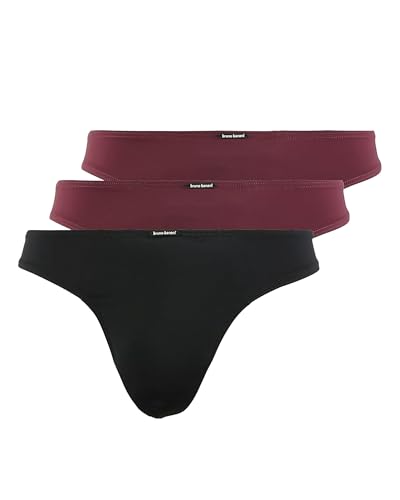 bruno banani Herren Strings Bale - 3er Set - Bequeme Herren Strings - Atmungaktive Mikrofaser - Hohe Bewegungsfreiheit - Niedrige Bundhöhe schwarz//Bordeaux//Bordeaux, XXL